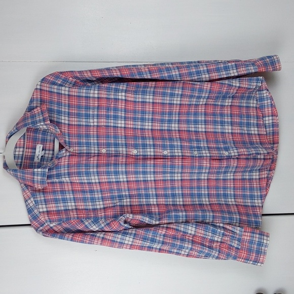 Peter Millar Blue and Red Casual Button Down Shirt - Picture 1 of 6